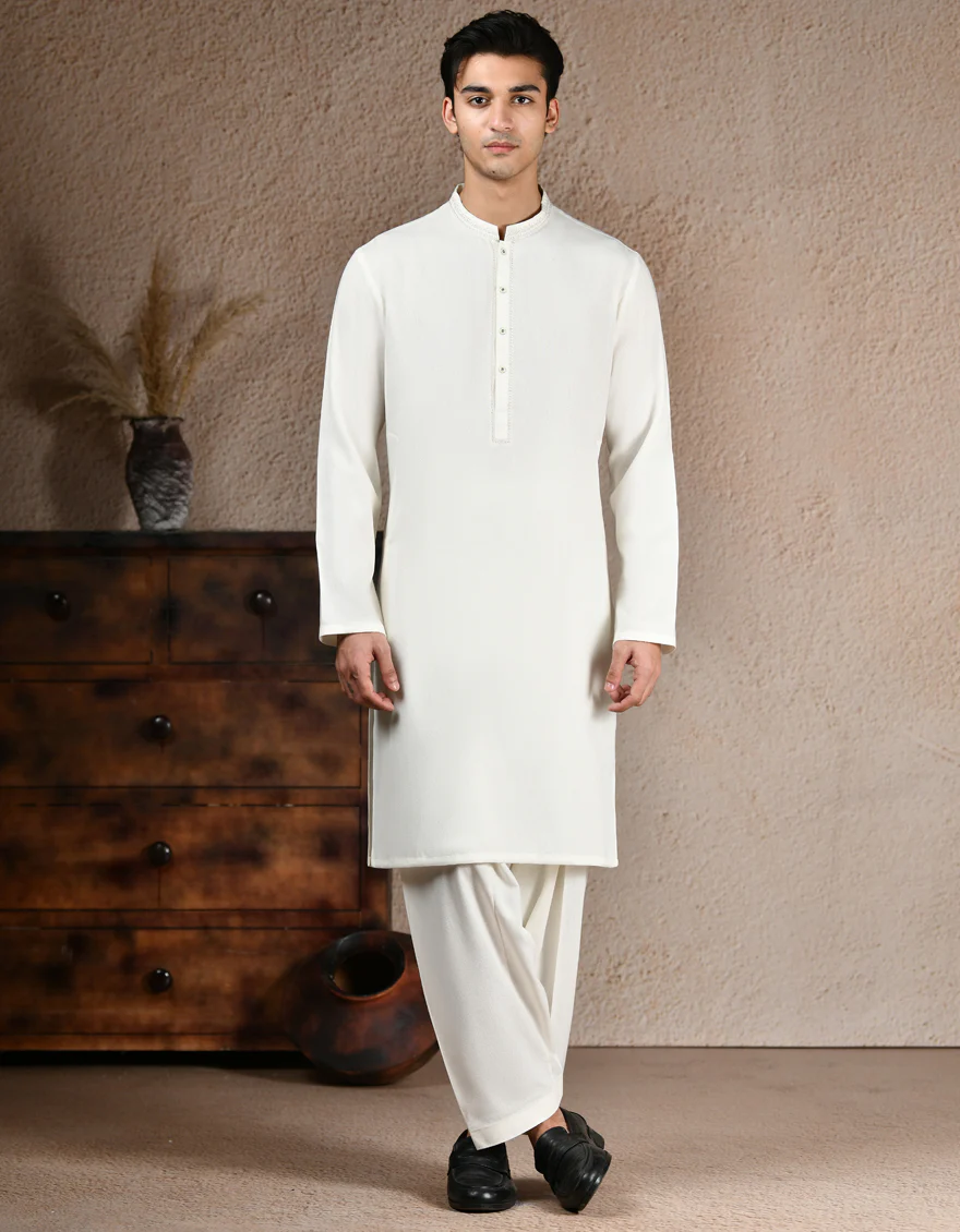 CREAM BLENDED KAMEEZ SHALWAR | JJKS-A-50034/S25/JJ9 - Image 2