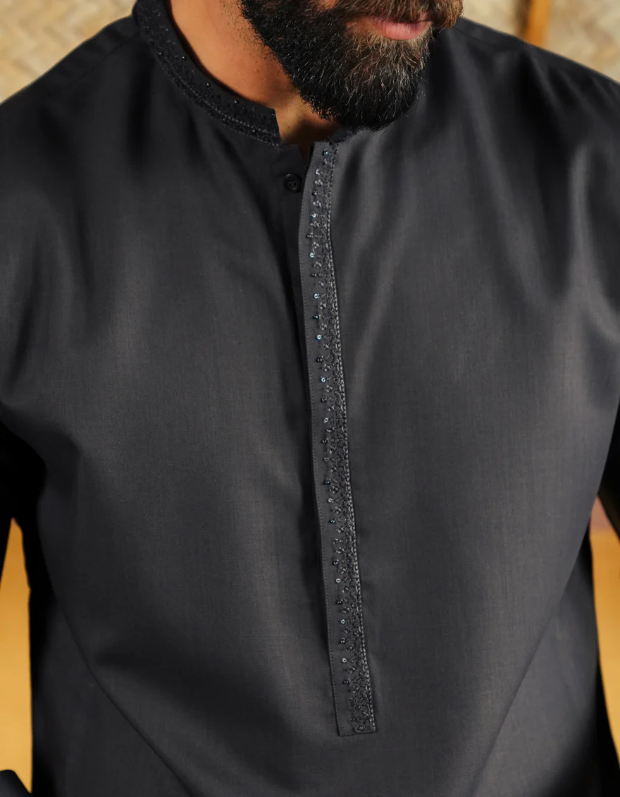 DARK GREY KAMEEZ SHALWAR | JJKS-A-50076/S25/JJ11071-FL - Image 3