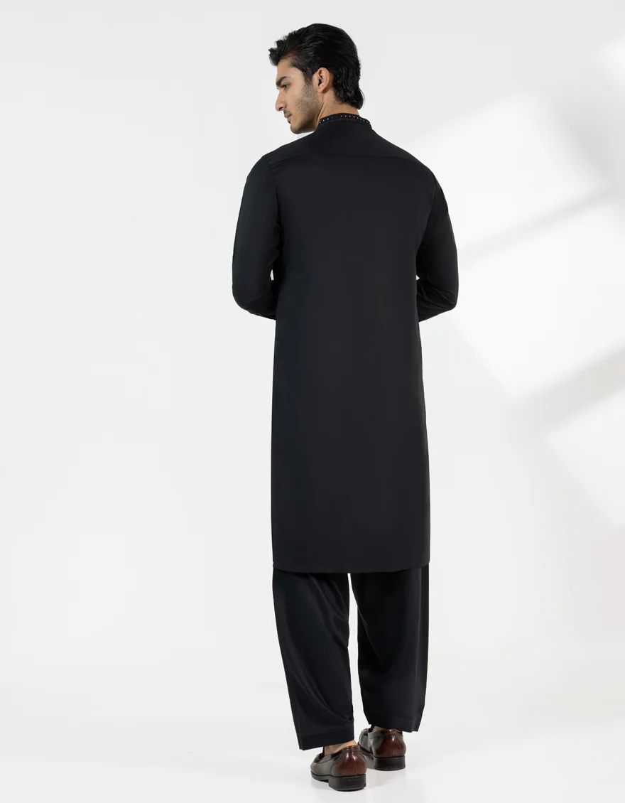 BLACK BLENDED KAMEEZ SHALWAR | JJKS-A-50175/S25/JJ9855-FL - Image 4