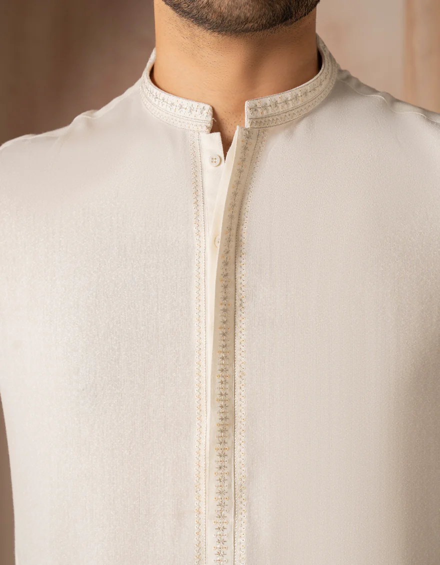 WHITE BLENDED KAMEEZ SHALWAR | JJKS-A-50188/S25/JJ9899-FL - Image 3