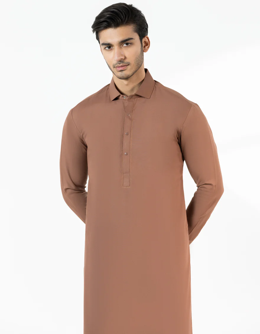 BROWN BLENDED KAMEEZ SHALWAR | JJKS-A-50209/S25/JJ9816-PN - Image 2