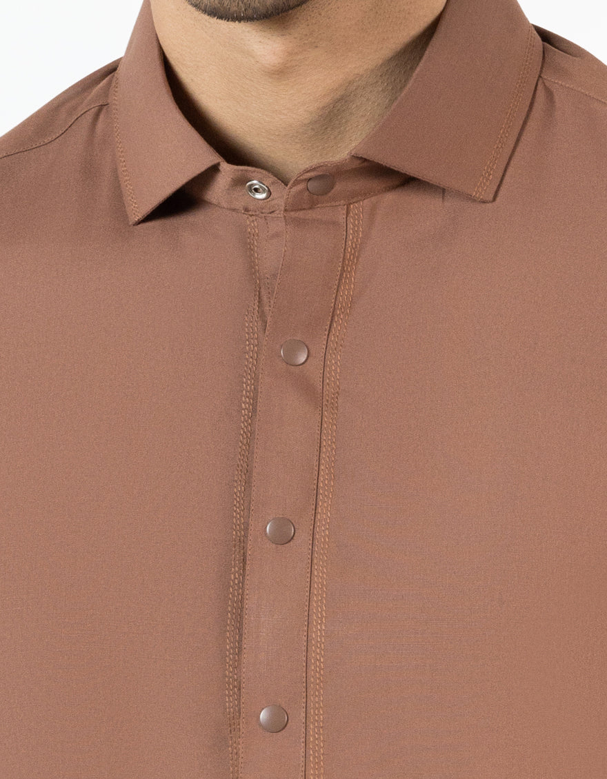 BROWN BLENDED KAMEEZ SHALWAR | JJKS-A-50209/S25/JJ9816-PN - Image 3