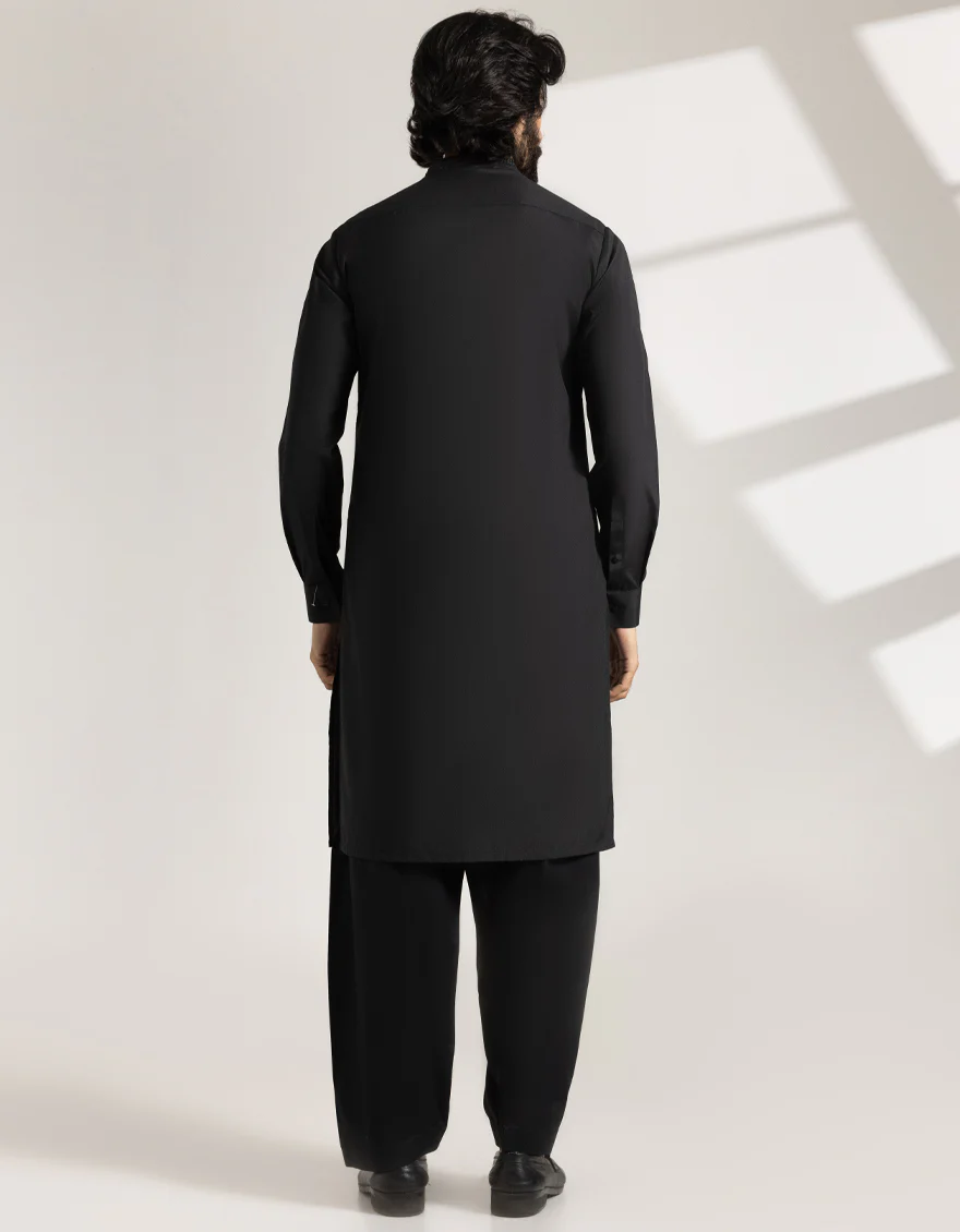 BLACK BLENDED KAMEEZ SHALWAR | JJKS-A-50230/S25/JJ9825-FL - Image 4