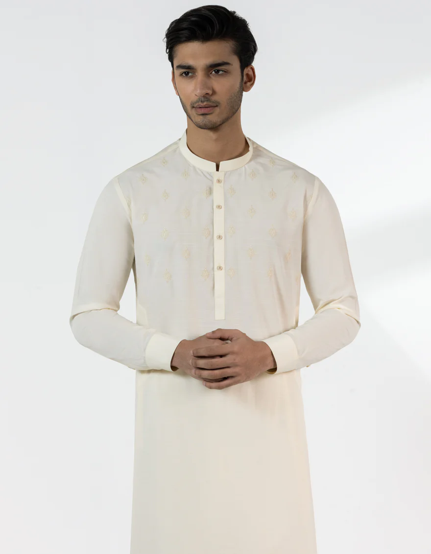 CREAM BLENDED KAMEEZ SHALWAR | JJKS-A-50244/S25/JJ11073-FL - Image 2