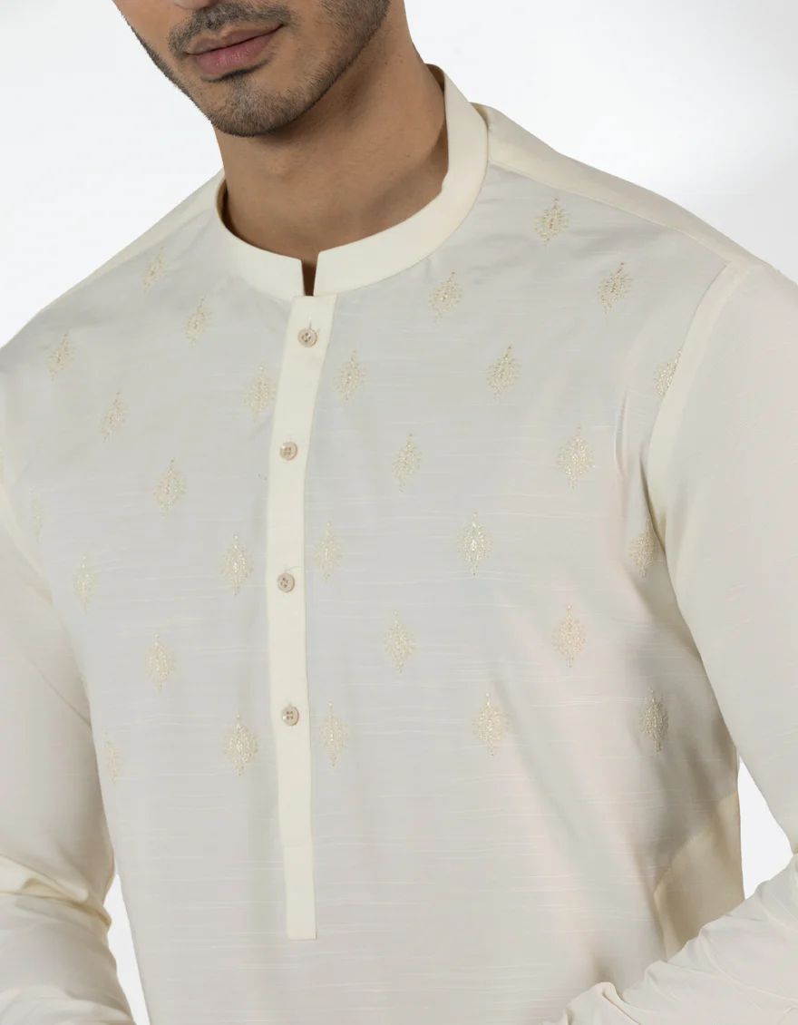 CREAM BLENDED KAMEEZ SHALWAR | JJKS-A-50244/S25/JJ11073-FL - Image 3