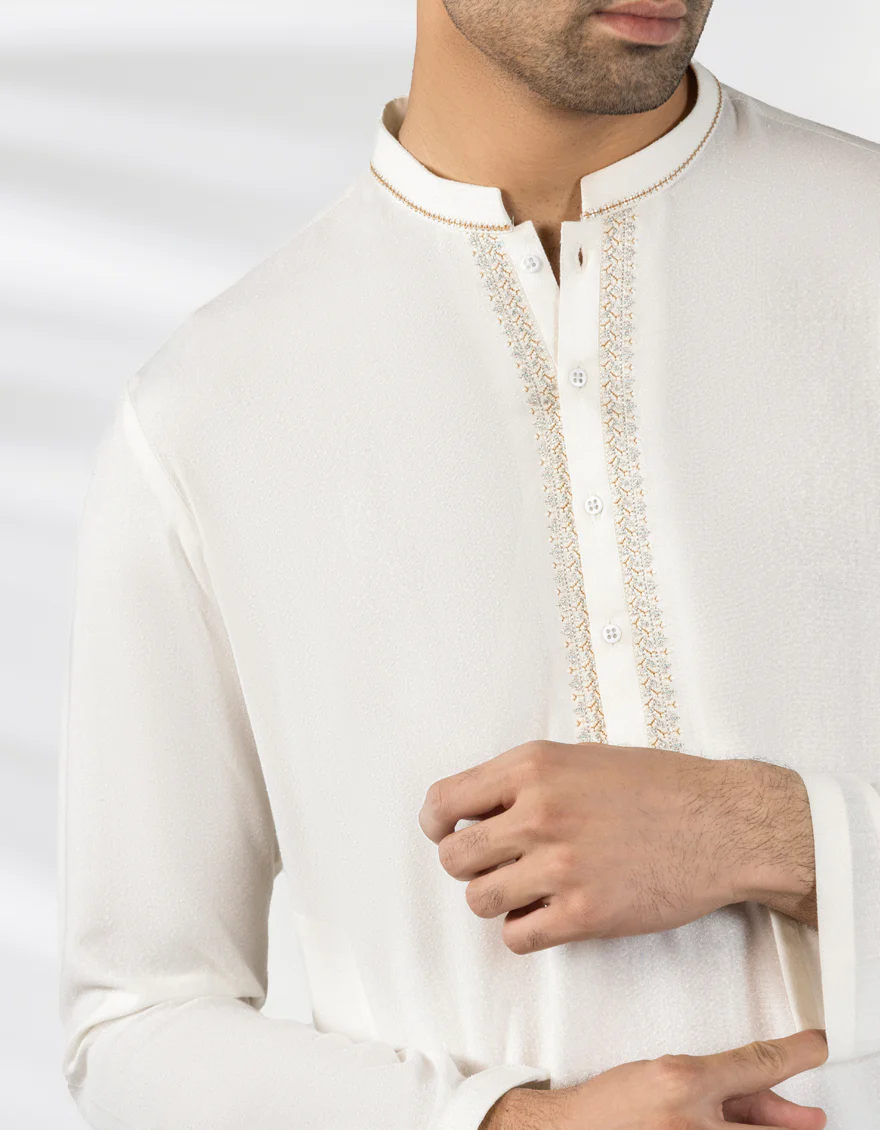 OFF WHITE BLENDED KAMEEZ SHALWAR | JJKS-A-50259/S25/JJ9899-FL - Image 3