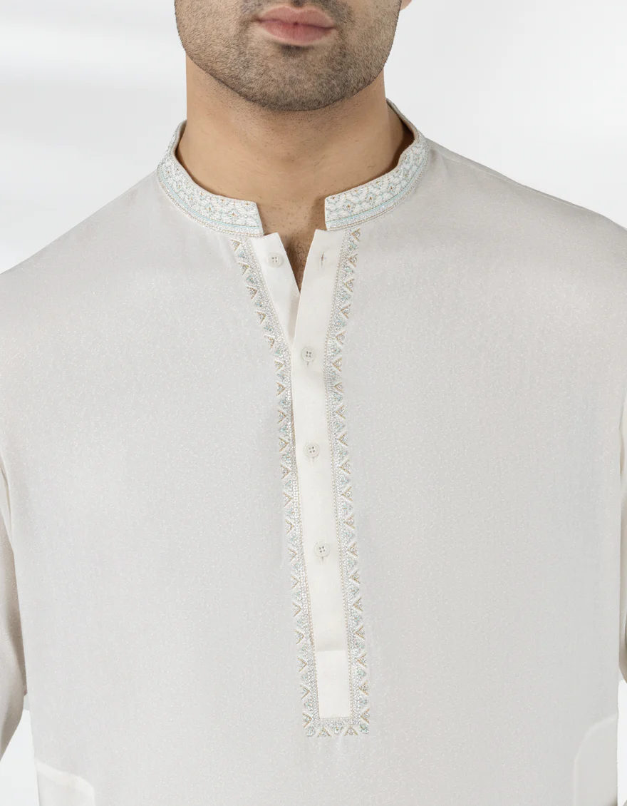 OFF WHITE BLENDED KAMEEZ SHALWAR | JJKS-A-50260/S25/JJ9899-FL - Image 4