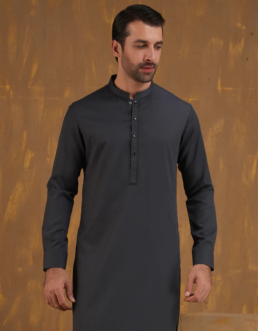 DARK GREY BLENDED KAMEEZ SHALWAR | JJKS-A-90499/S24/JJ9663-SF - Image 2