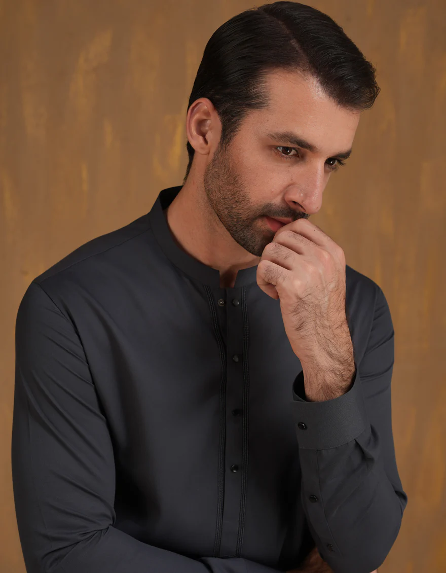 DARK GREY BLENDED KAMEEZ SHALWAR | JJKS-A-90499/S24/JJ9663-SF - Image 5