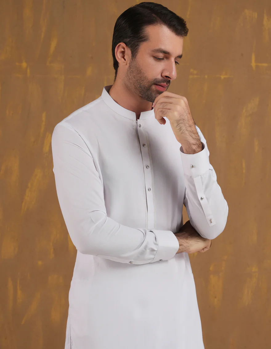 WHITE BLENDED KAMEEZ SHALWAR | JJKS-A-90500/S24/JJ9663-SF - Image 2