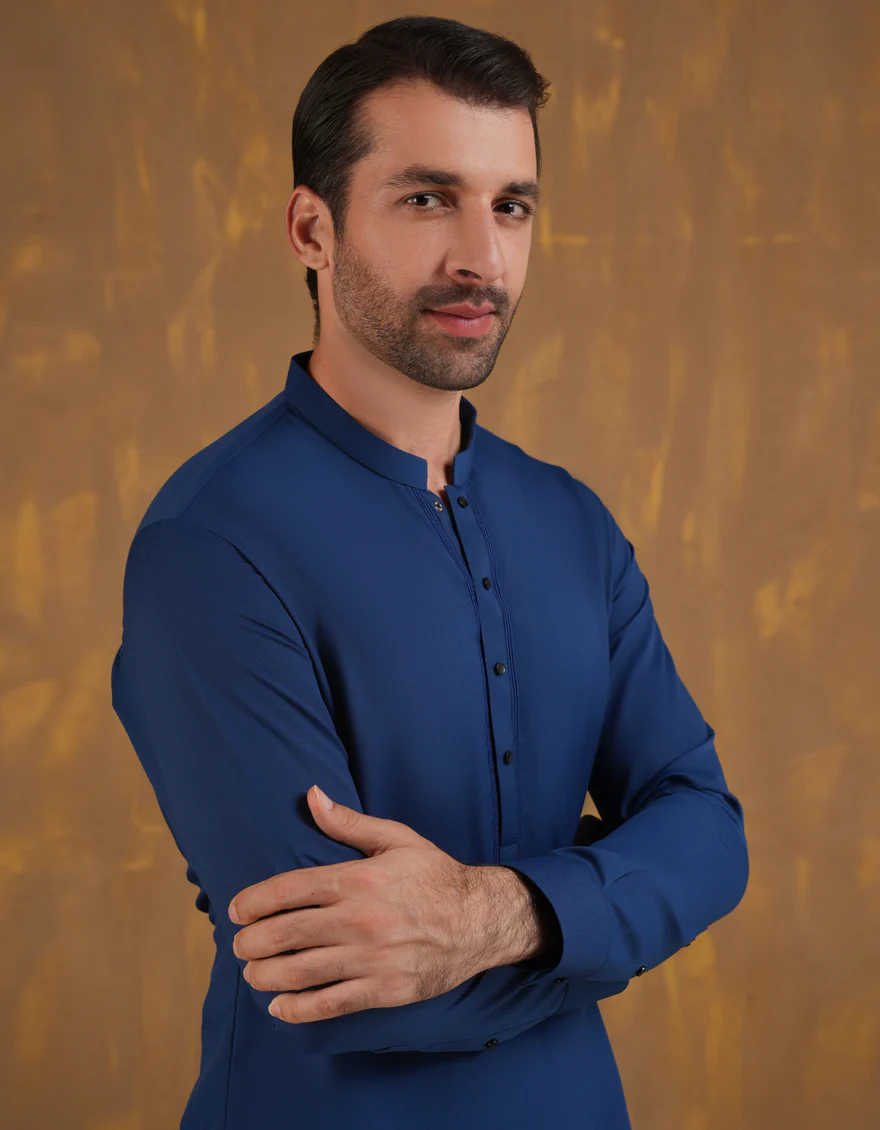 ELECTRIC BLUE BLENDED KAMEEZ SHALWAR | JJKS-A-90501/S24/JJ9663-SF - Image 3