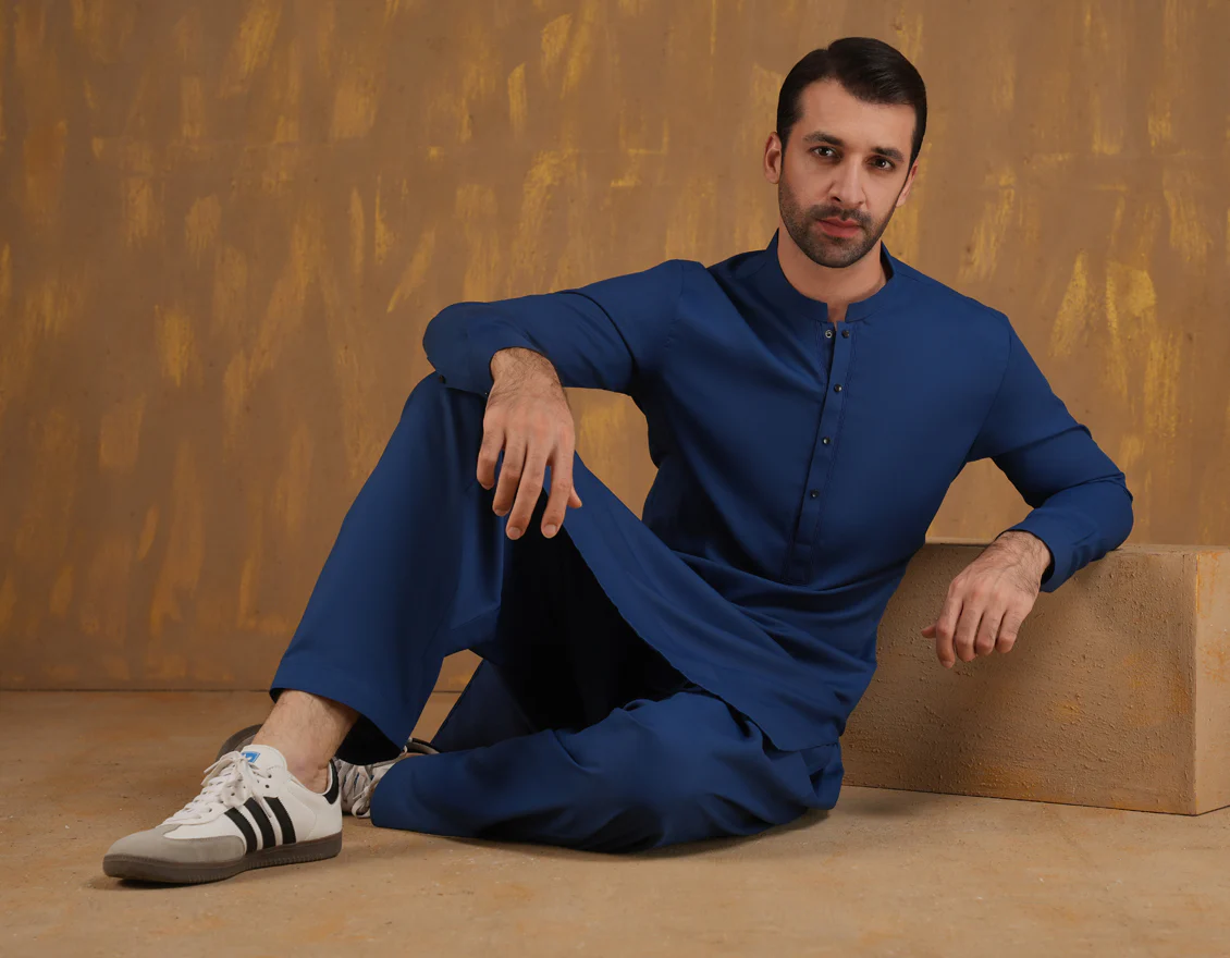 ELECTRIC BLUE BLENDED KAMEEZ SHALWAR | JJKS-A-90501/S24/JJ9663-SF - Image 4