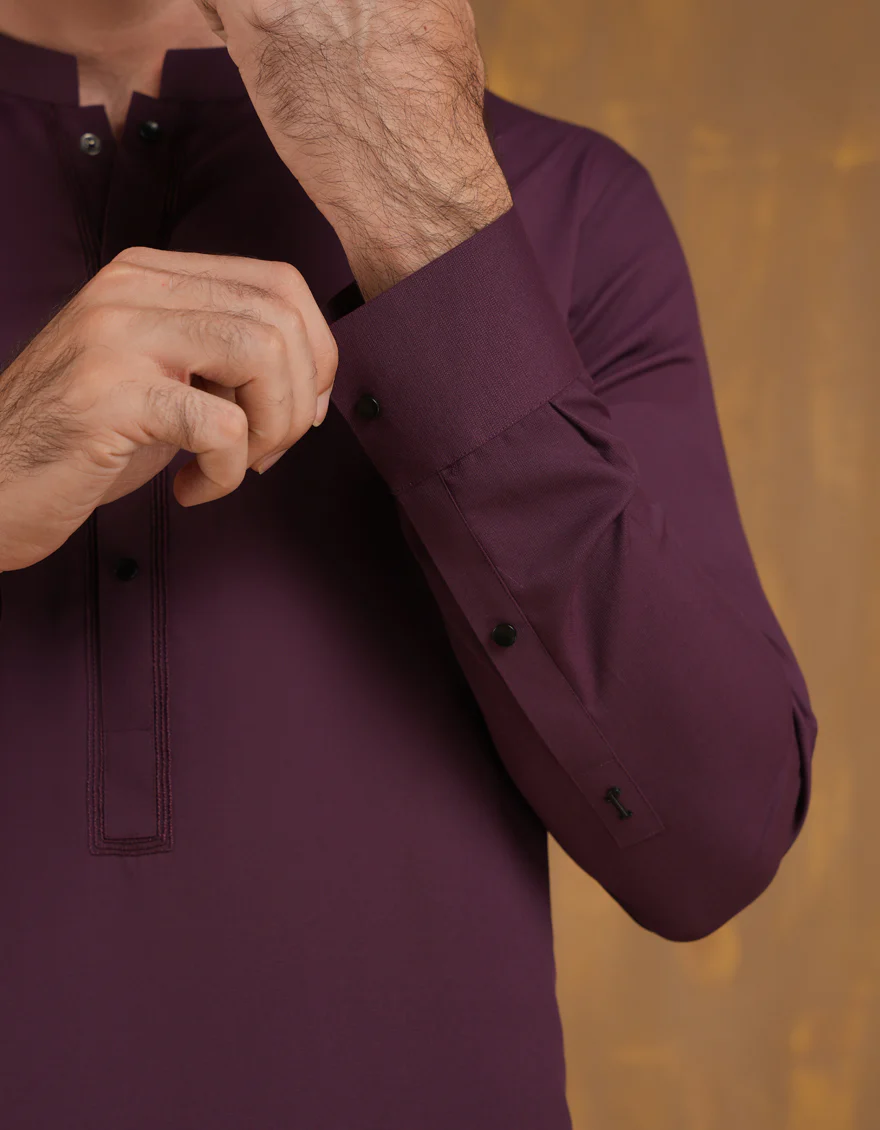 MAROON BLENDED KAMEEZ SHALWAR | JJKS-A-90502/S24/JJ9663-SF - Image 2