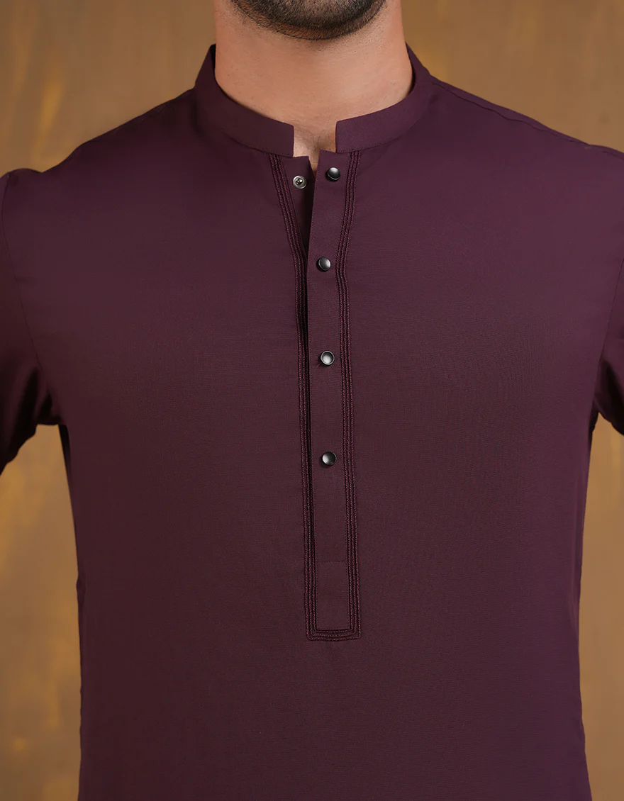MAROON BLENDED KAMEEZ SHALWAR | JJKS-A-90502/S24/JJ9663-SF - Image 5