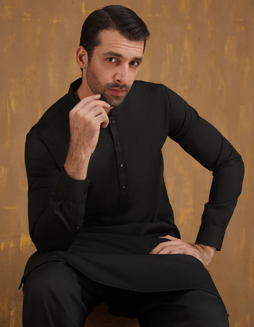 BLACK BLENDED KAMEEZ SHALWAR | JJKS-A-90503/S24/JJ9 - Image 4