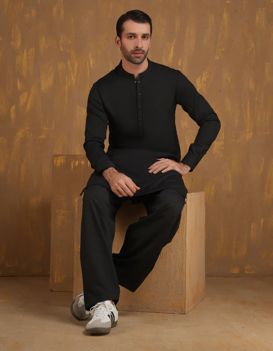 BLACK BLENDED KAMEEZ SHALWAR | JJKS-A-90503/S24/JJ9 - Image 5