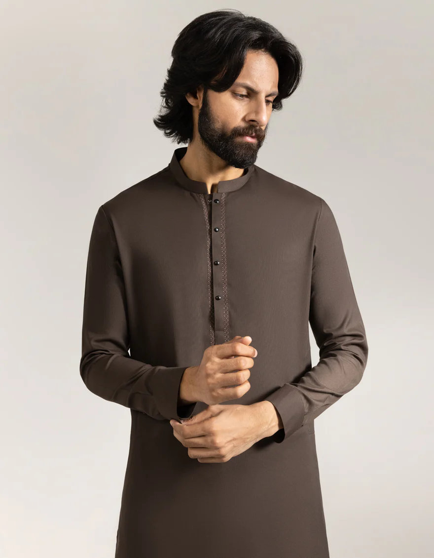 BROWN BLENDED KAMEEZ SHALWAR | JJKS-A-90523/S25/JJ9767-SF - Image 2