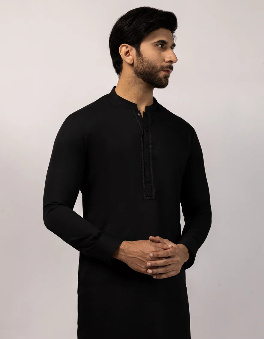 BLACK BLENDED KAMEEZ SHALWAR | JJKS-A-90549/S25/JJ9768-SF - Image 2