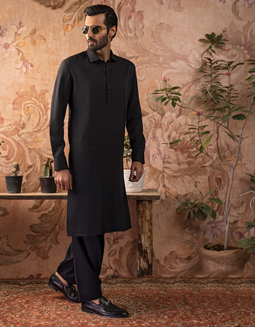 BLACK BLENDED KAMEEZ SHALWAR | JJKS-A-US-30729-R29-AP/S23/JJ8733-PN