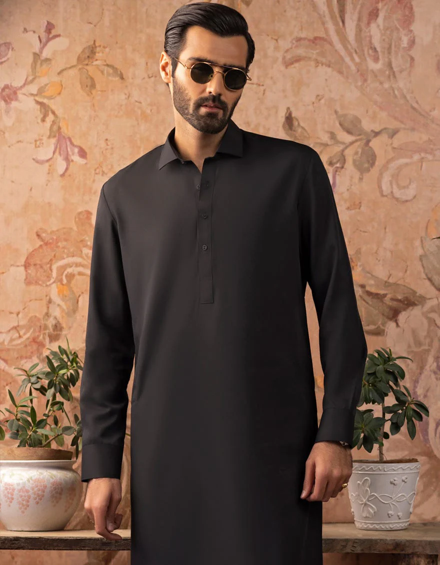 BLACK BLENDED KAMEEZ SHALWAR | JJKS-A-US-30729-R29-AP/S23/JJ8733-PN - Image 2