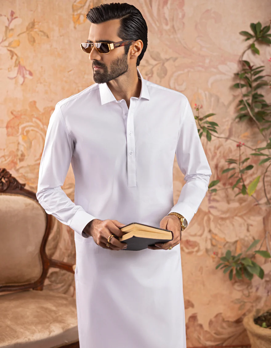 WHITE COTTON WHITE KAMEEZ SHALWAR | JJKS-A-US-30731-R13-AP/S23/JJ6922-PN - Image 2