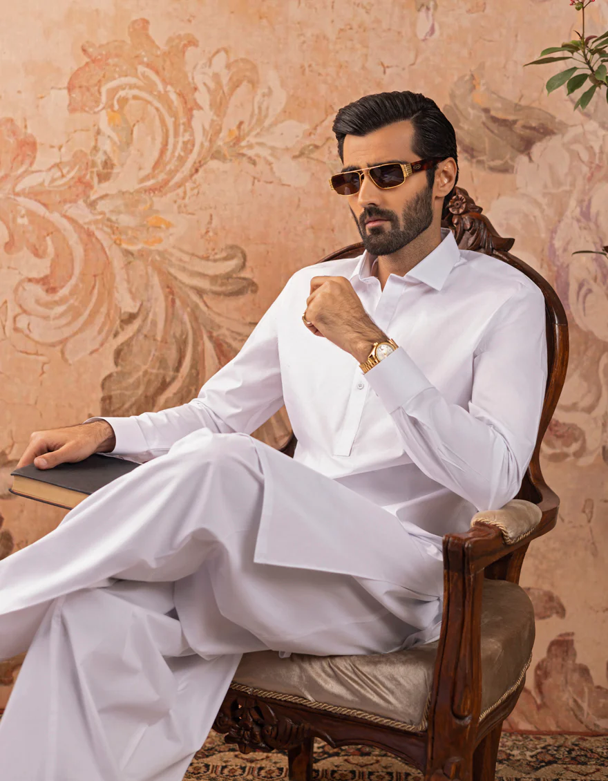 WHITE COTTON WHITE KAMEEZ SHALWAR | JJKS-A-US-30731-R13-AP/S23/JJ6922-PN - Image 3