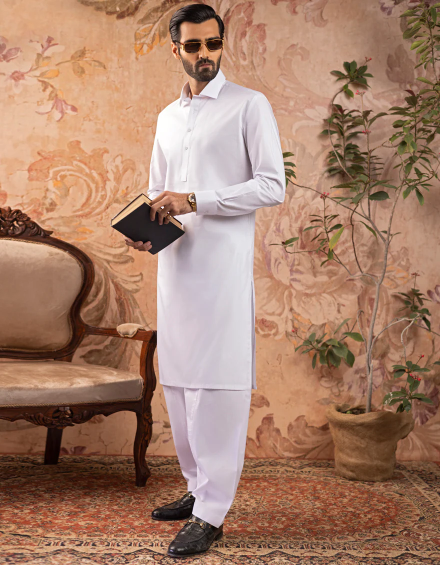 WHITE COTTON WHITE KAMEEZ SHALWAR | JJKS-A-US-30731-R13-AP/S23/JJ6922-PN - Image 4
