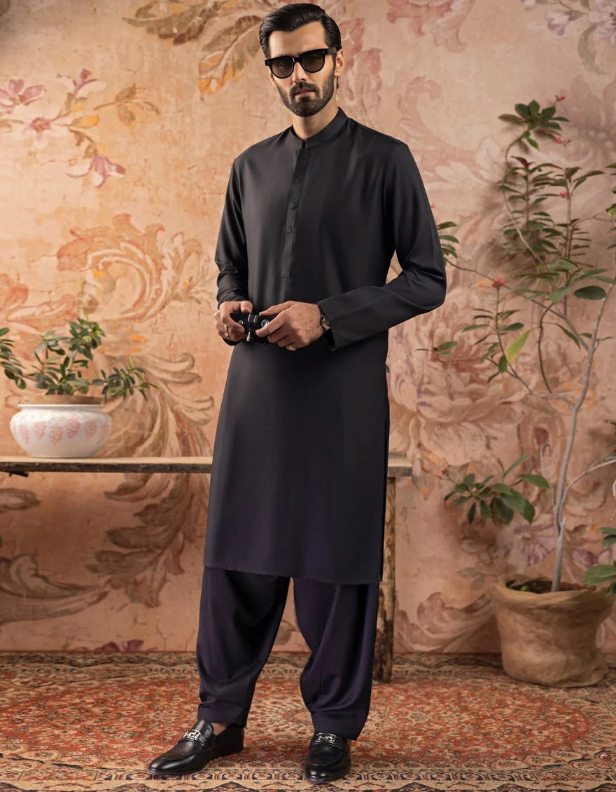 BLACK BLENDED KAMEEZ SHALWAR | JJKS-A-US-30778-R27-AP/S23/JJ8733-PN - Image 4