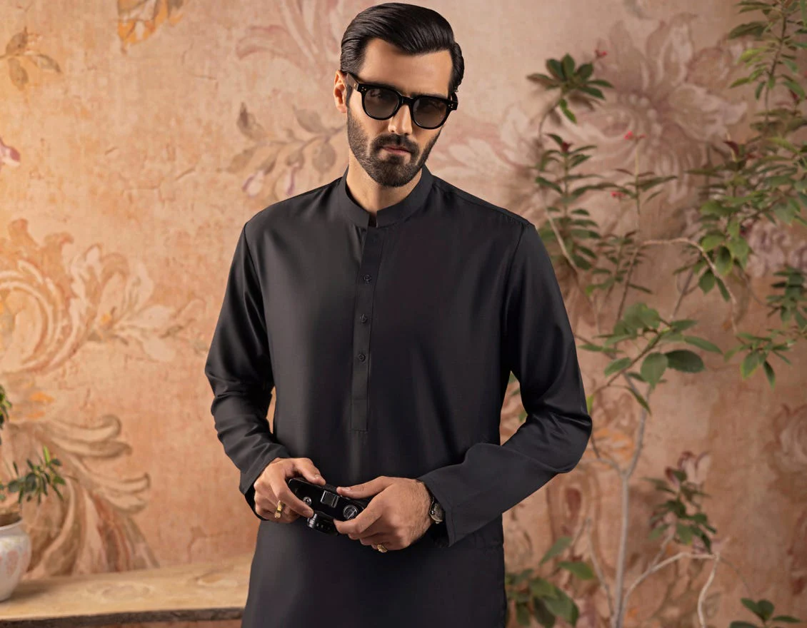 BLACK BLENDED KAMEEZ SHALWAR | JJKS-A-US-30778-R28-AP/S23/JJ8733-PN - Image 5