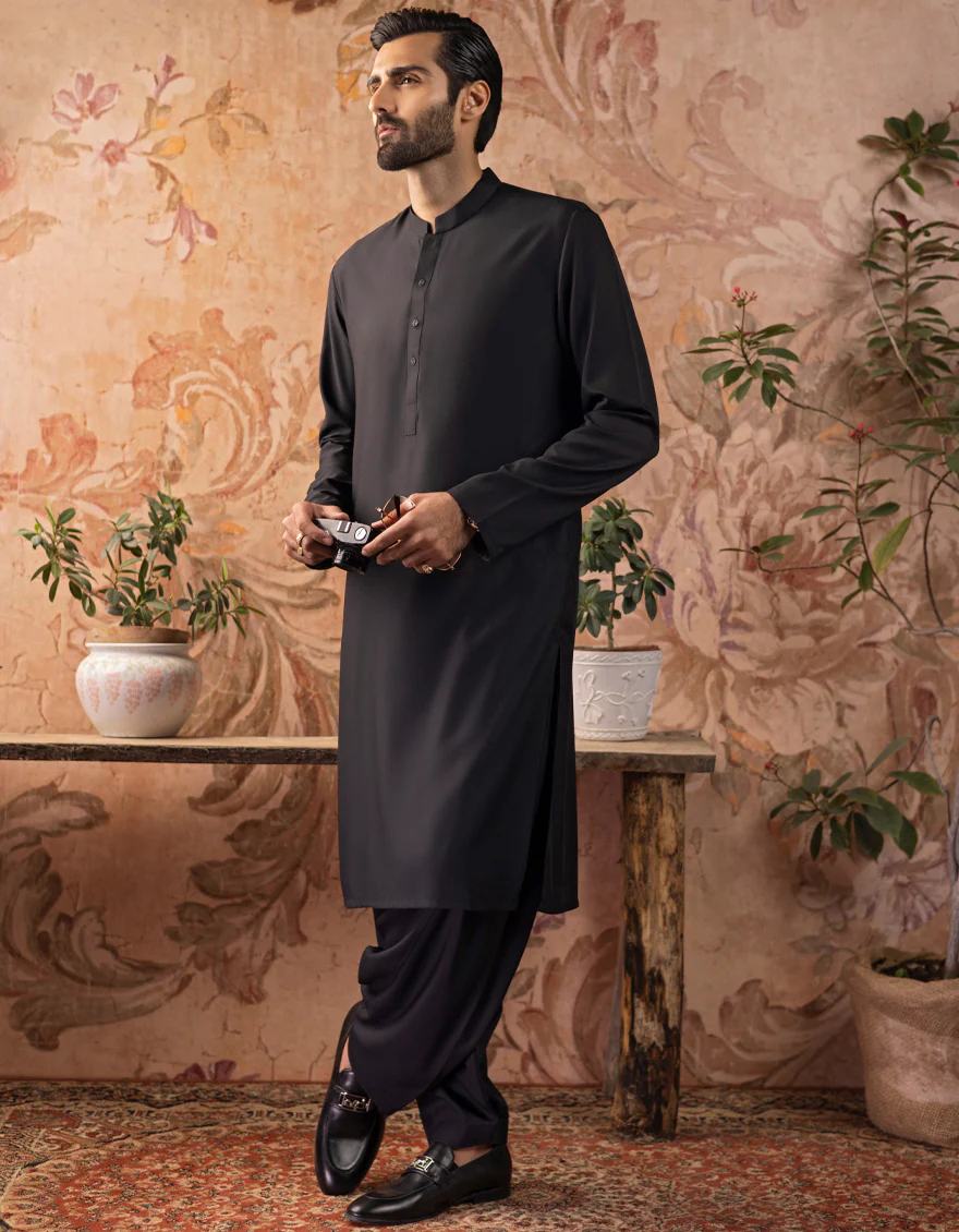 BLACK BLENDED KAMEEZ SHALWAR | JJKS-A-US-30778-R29-AP/S23/JJ8733-PN - Image 6