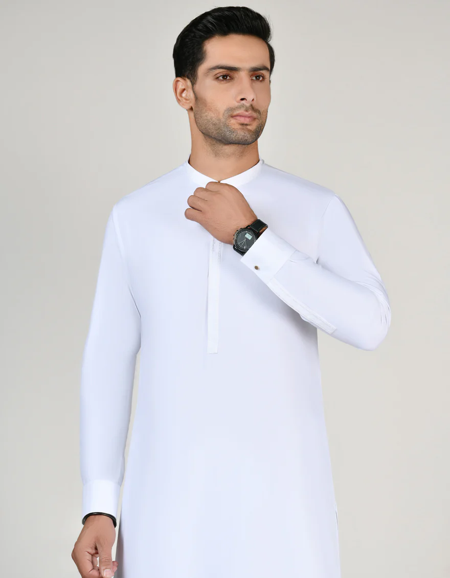 WHITE BLENDED KAMEEZ SHALWAR | JJKS-A-US-32853/S23/JJ9199-SF - Image 3