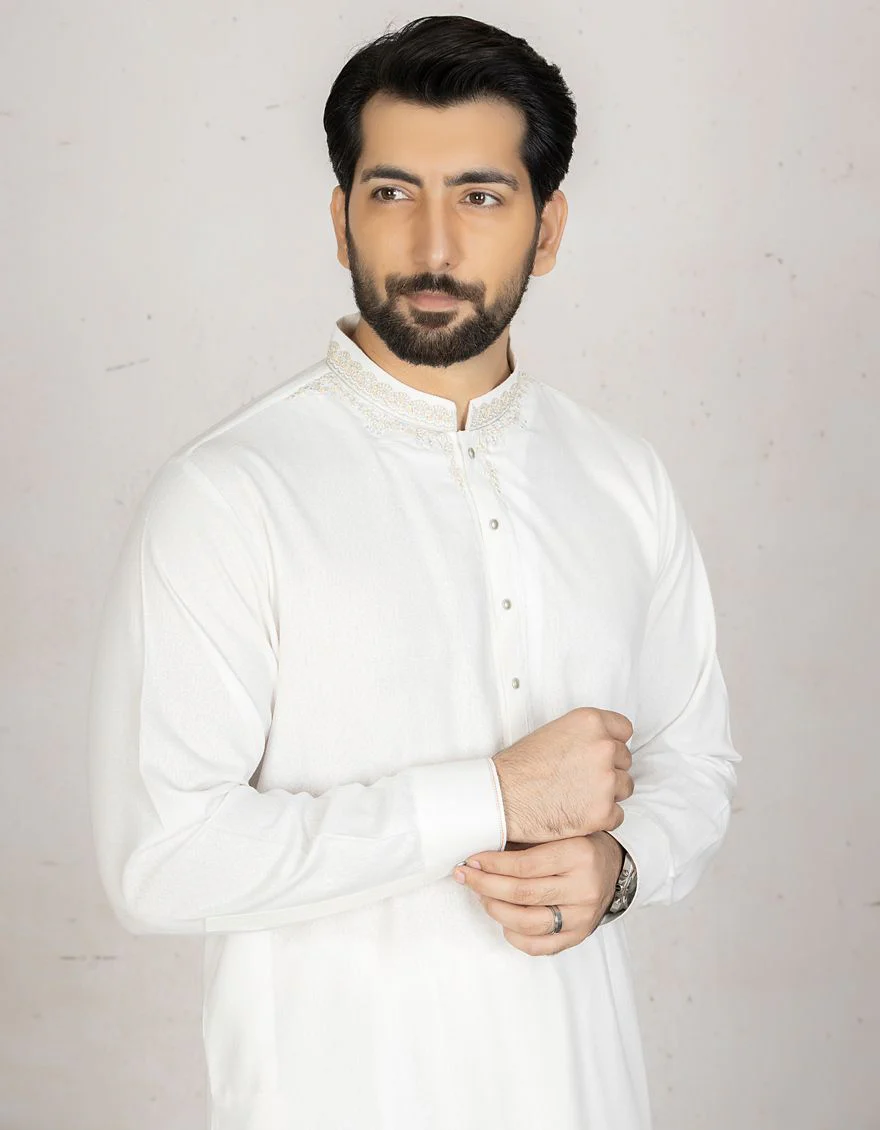 DULL WHITE KAMEEZ SHALWAR | JJKS-A-US-34062/S21/JJ7195-FL - Image 3
