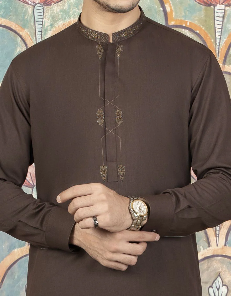 COFFEE BROWN KAMEEZ SHALWAR | JJKS-A-US-34108/S21/JJ7194-FL - Image 2