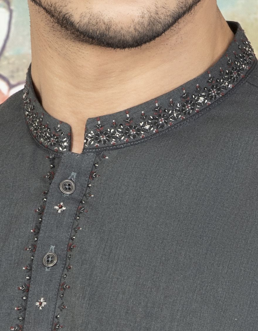 DARK GREY KAMEEZ SHALWAR | JJKS-A-US-34110/S21/JJ7194-FL - Image 2