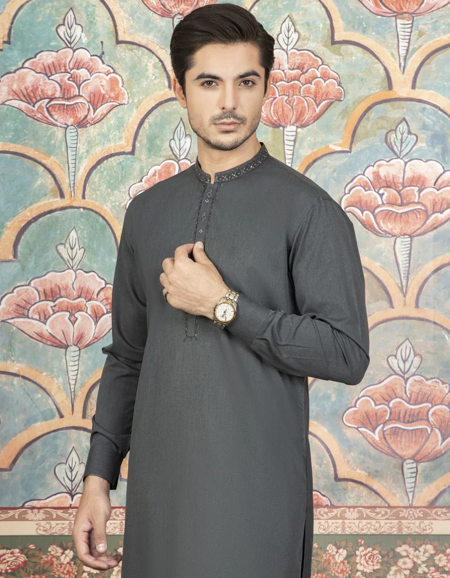 DARK GREY KAMEEZ SHALWAR | JJKS-A-US-34110/S21/JJ7194-FL - Image 3