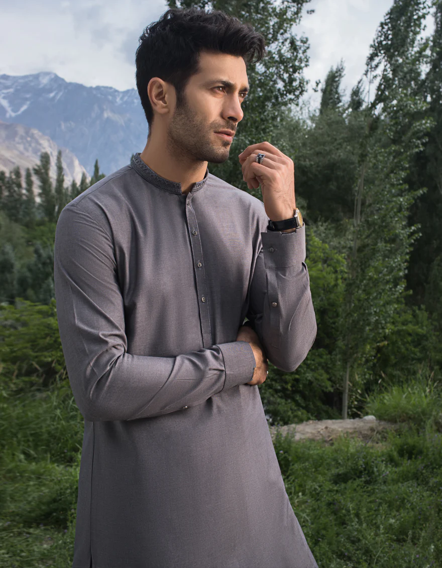 STEEL GREY BLENDED KAMEEZ SHALWAR | JJKS-A-US-34119/W21/JJ7346-SF - Image 2