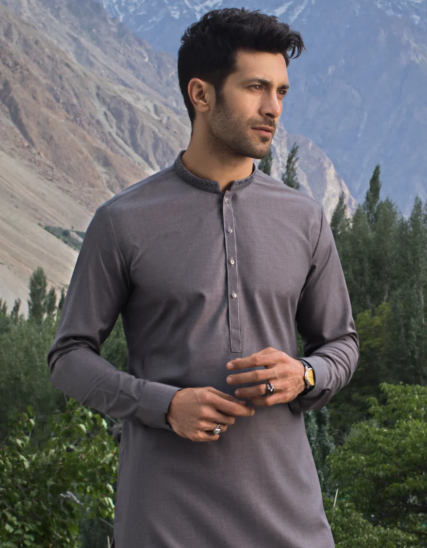 STEEL GREY BLENDED KAMEEZ SHALWAR | JJKS-A-US-34119/W21/JJ7346-SF - Image 3