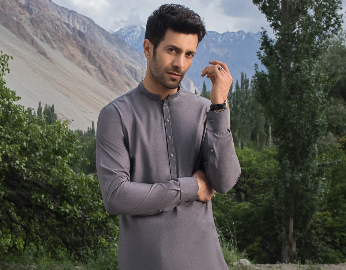 STEEL GREY BLENDED KAMEEZ SHALWAR | JJKS-A-US-34119/W21/JJ7346-SF - Image 4