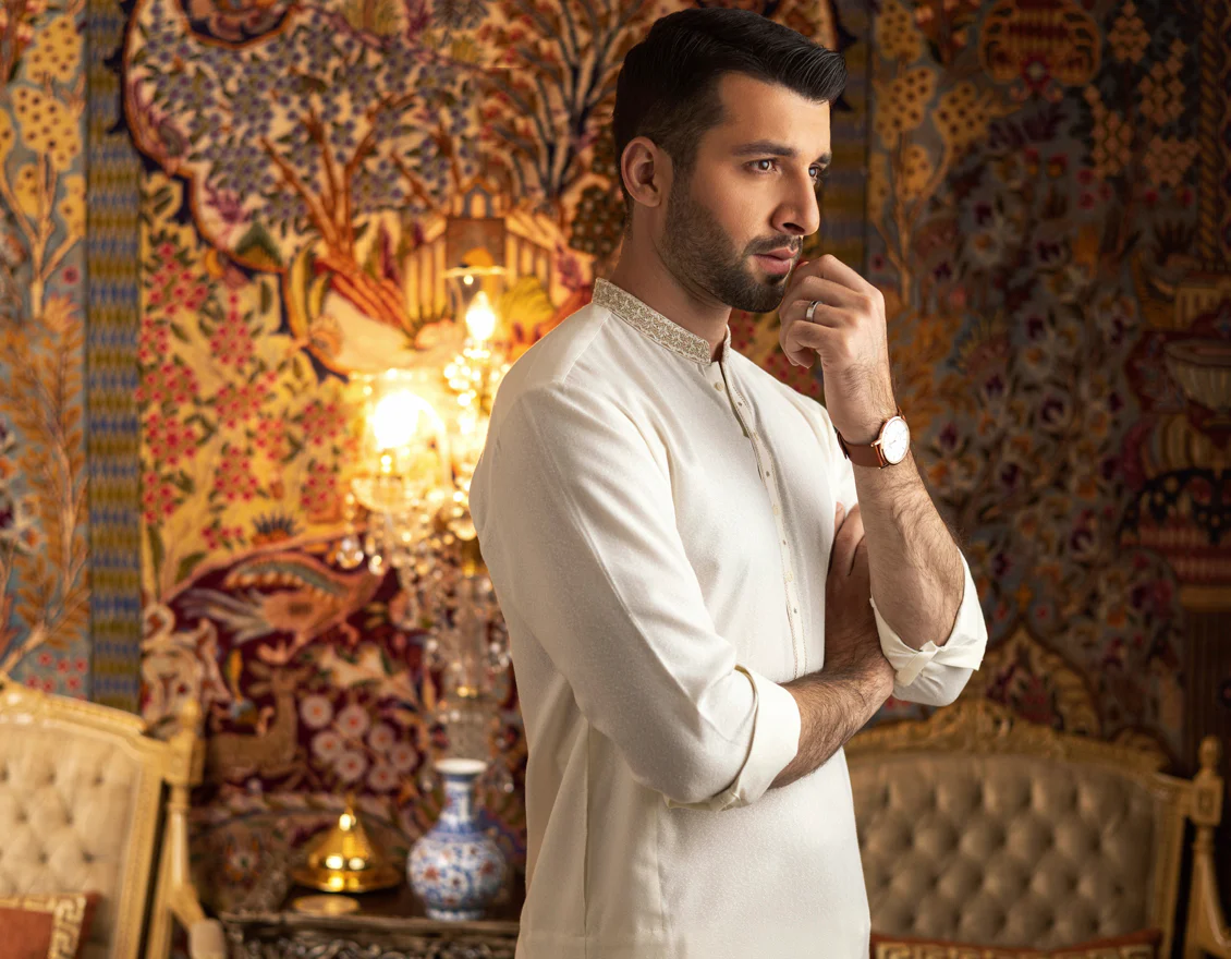 OFF WHITE BLENDED KAMEEZ SHALWAR | JJKS-A-US-34138/S21/JJ7568-FL - Image 5
