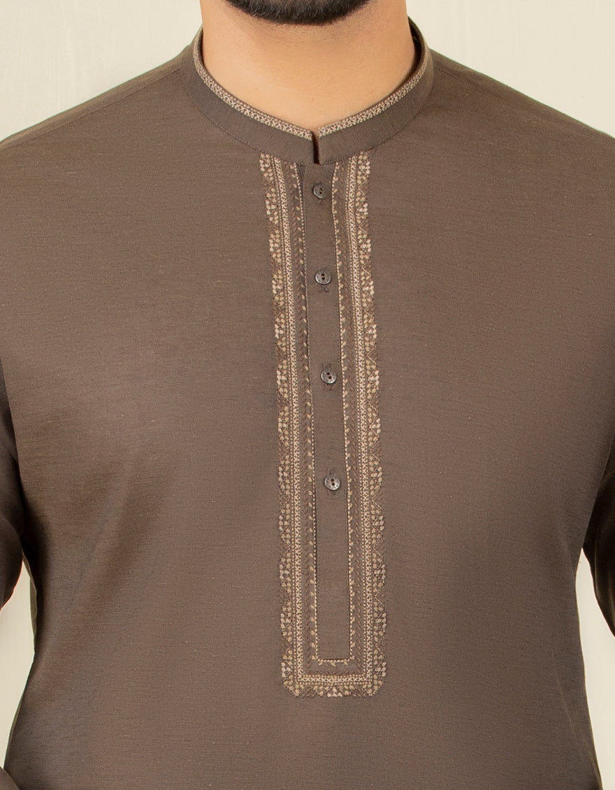 COFFEE BROWN BLENDED KAMEEZ SHALWAR | JJKS-A-US-34218/S22/JJ7627-SF - Image 2