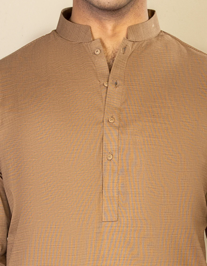 HATCHED RUST COTTON KAMEEZ SHALWAR | JJKS-A-US-34256/W22/JJ8326-CL - Image 2