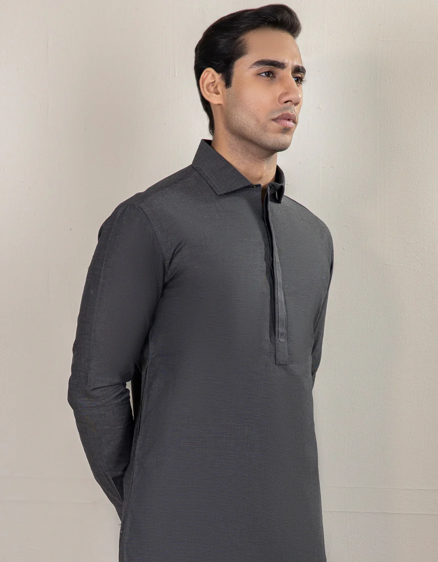 HATCHED GREEN COTTON KAMEEZ SHALWAR | JJKS-A-US-34266/W22/JJ8697-EX - Image 3
