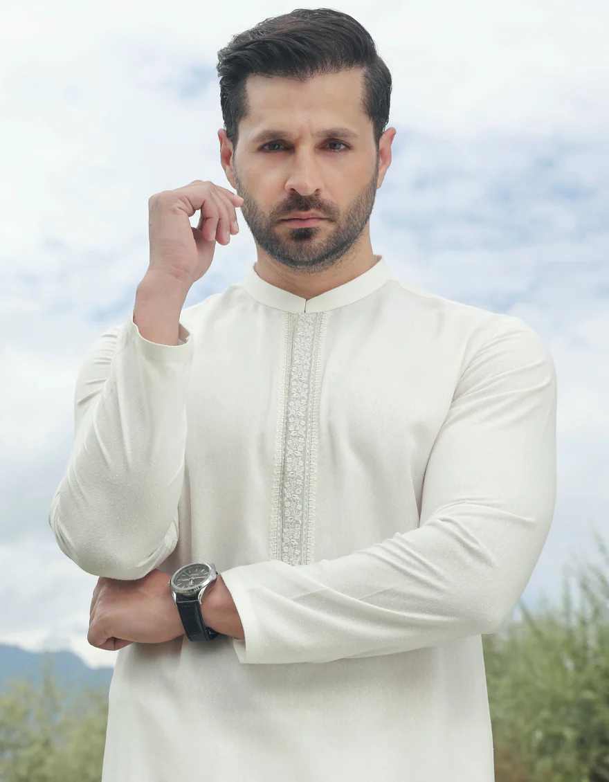 WHITE BLENDED KAMEEZ SHALWAR | JJKS-A-US-34528/S23/JJ8712-FL - Image 3