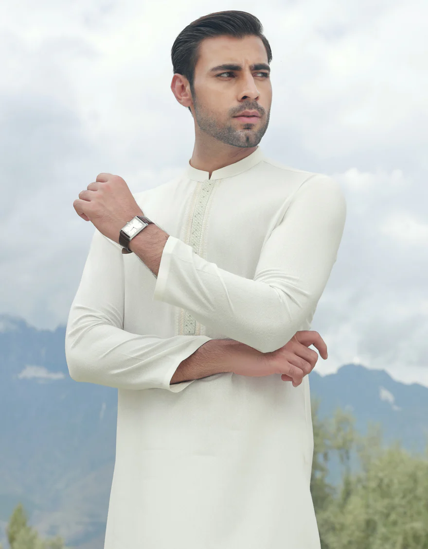 WHITE BLENDED KAMEEZ SHALWAR | JJKS-A-US-34529/S23/JJ8712-FL - Image 2