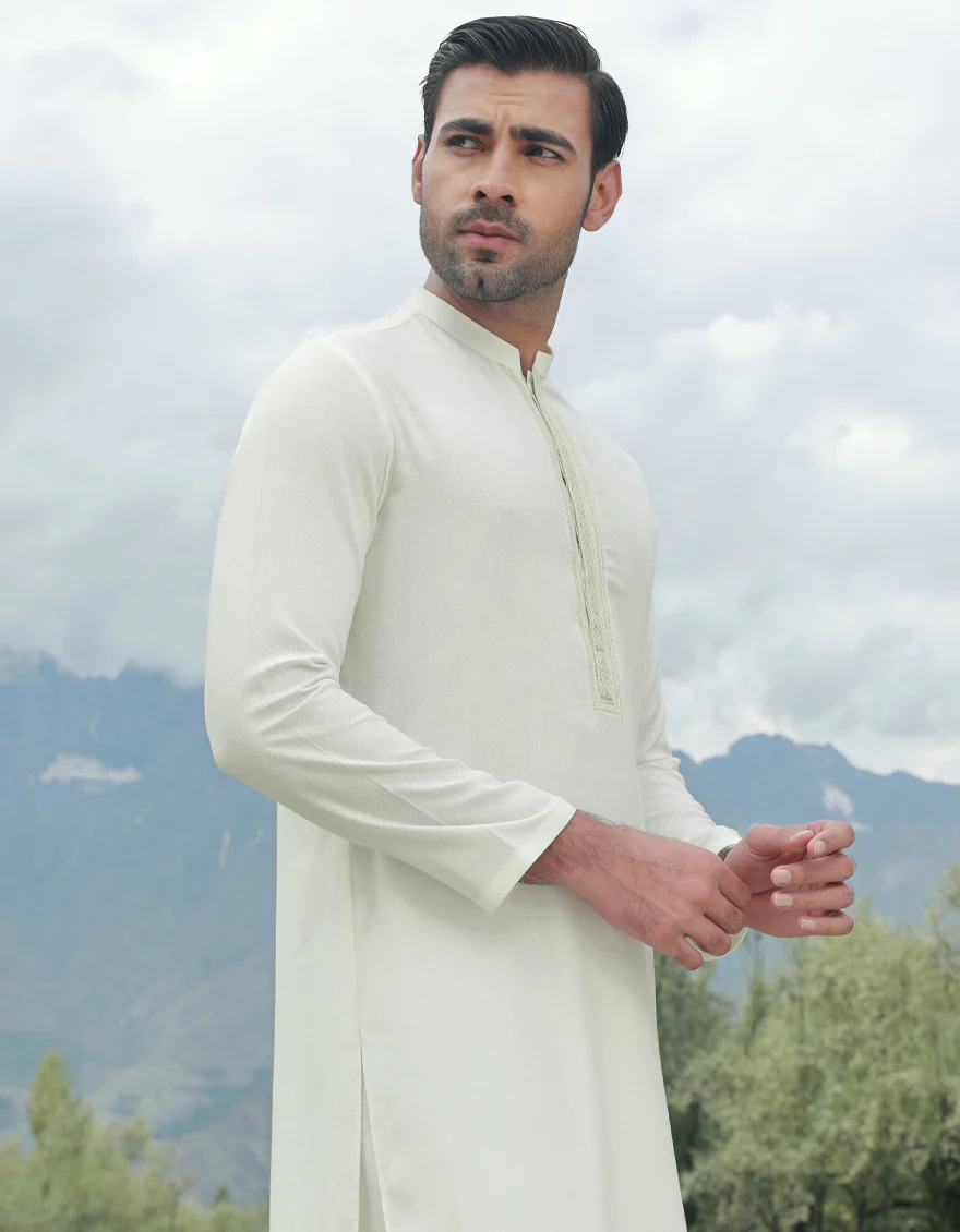 WHITE BLENDED KAMEEZ SHALWAR | JJKS-A-US-34529/S23/JJ8712-FL - Image 4