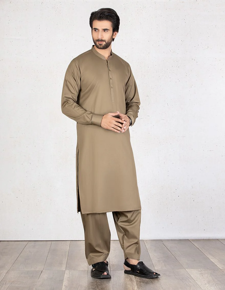 BROWN KAMEEZ SHALWAR | JJKS-A-US-36647-R1/S21/JJ6886-PN - Image 2