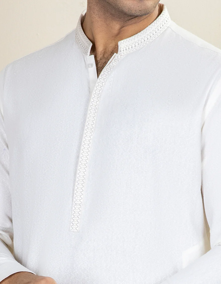 OFF WHITE BLENDED KAMEEZ SHALWAR | JJKS-A-US-36952/W22/JJ7568-FL - Image 2
