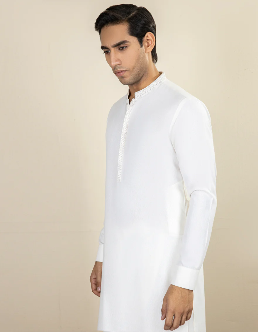 OFF WHITE BLENDED KAMEEZ SHALWAR | JJKS-A-US-36952/W22/JJ7568-FL - Image 3