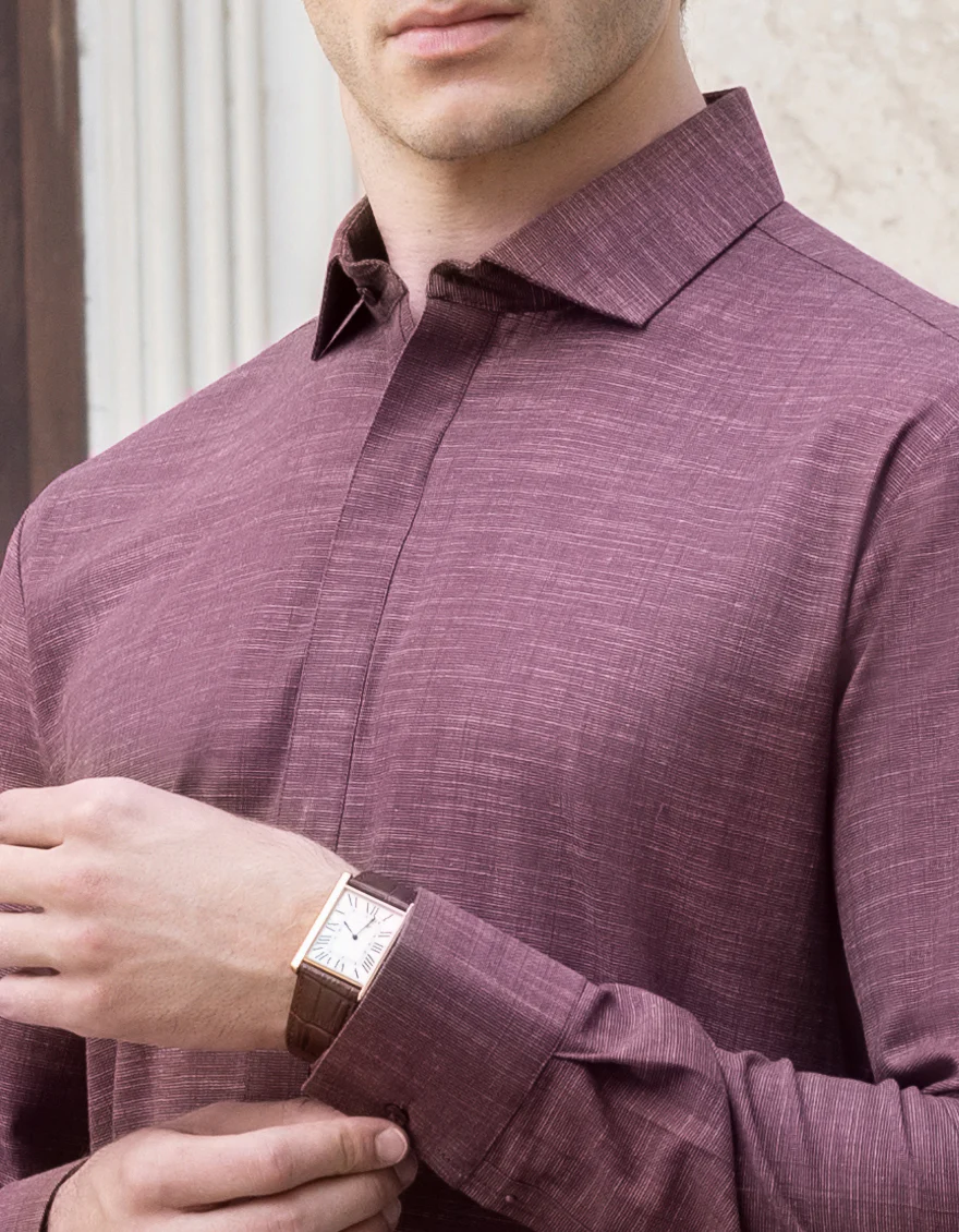 HATCHED VIOLET COTTON KAMEEZ SHALWAR | JJKS-A-US-36962/S23/JJ8664-PN - Image 2