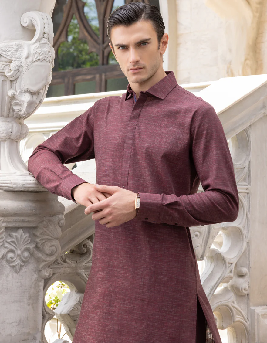 HATCHED VIOLET COTTON KAMEEZ SHALWAR | JJKS-A-US-36962/S23/JJ8664-PN - Image 4